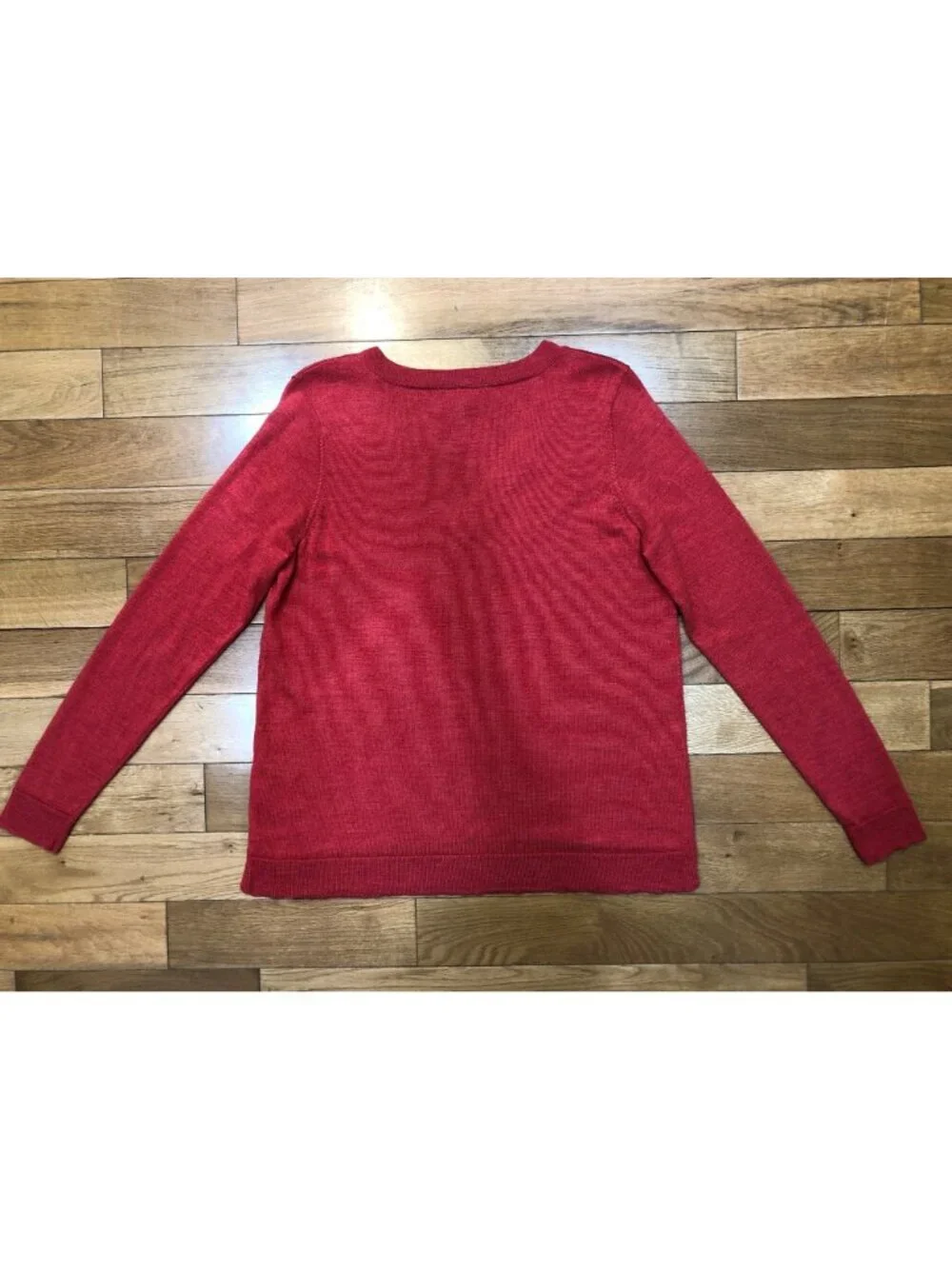 Eileen Fisher Italian Merino Wool V Neck Long Sleeve Red Sweater Size SP